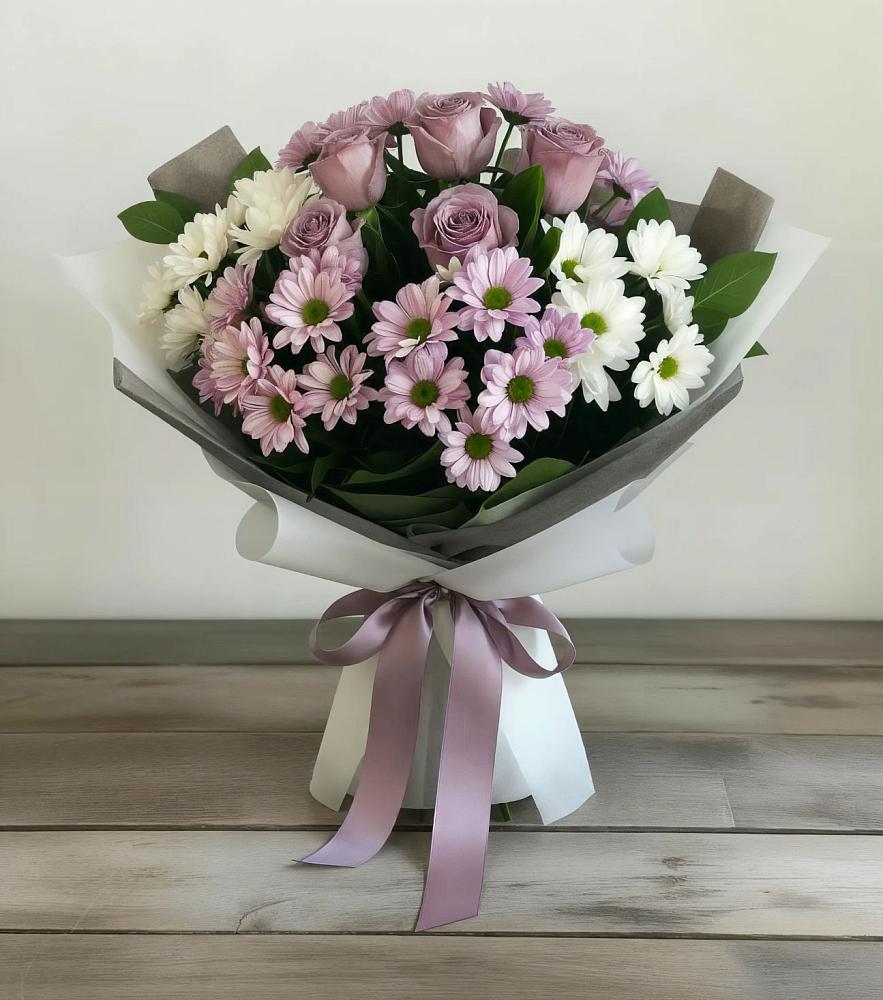 Букет цветов из: Хризантемы и Розы в Томаровке
