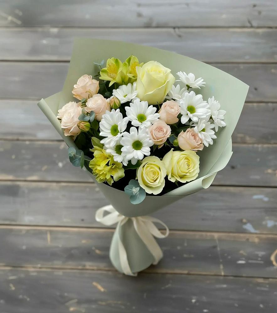 Букет цветов из: Альстромерии, Розы и Хризантемы в Томаровке