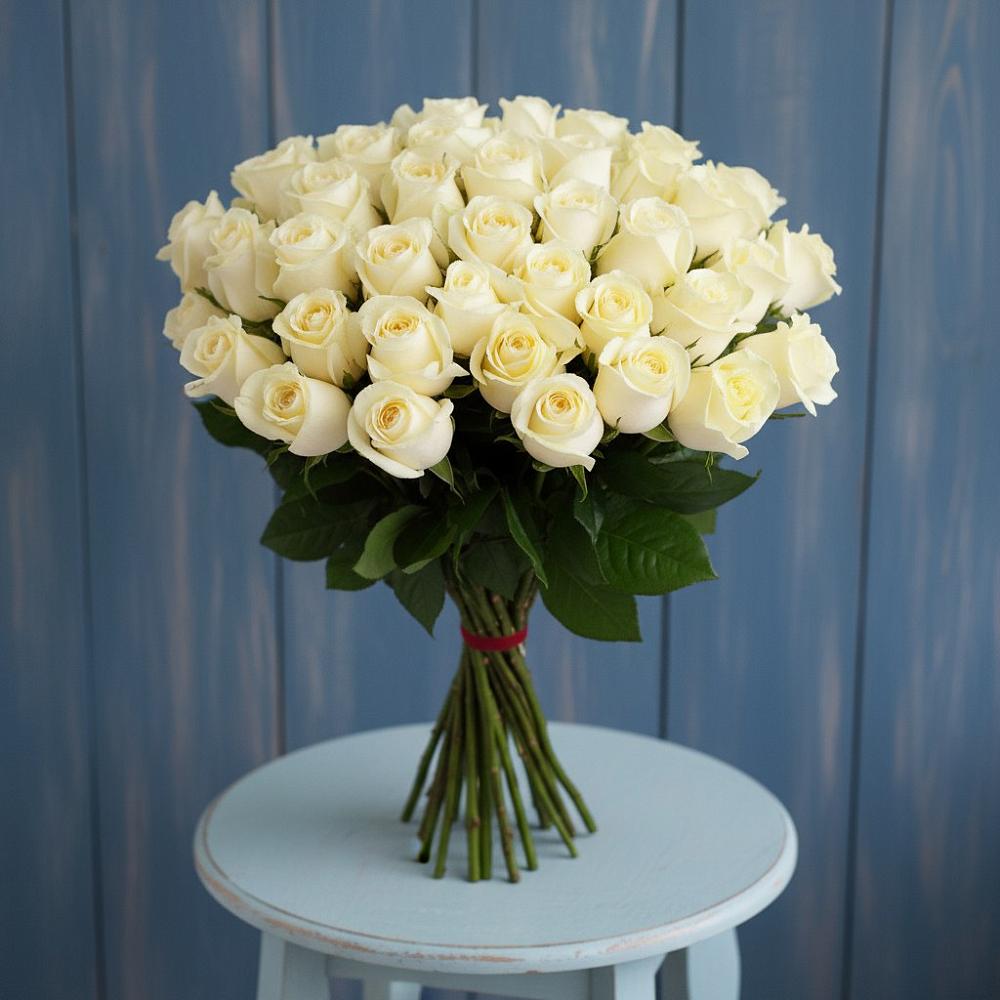 Букет 51 Белая роза Эдлесс Лав в Томаровке
