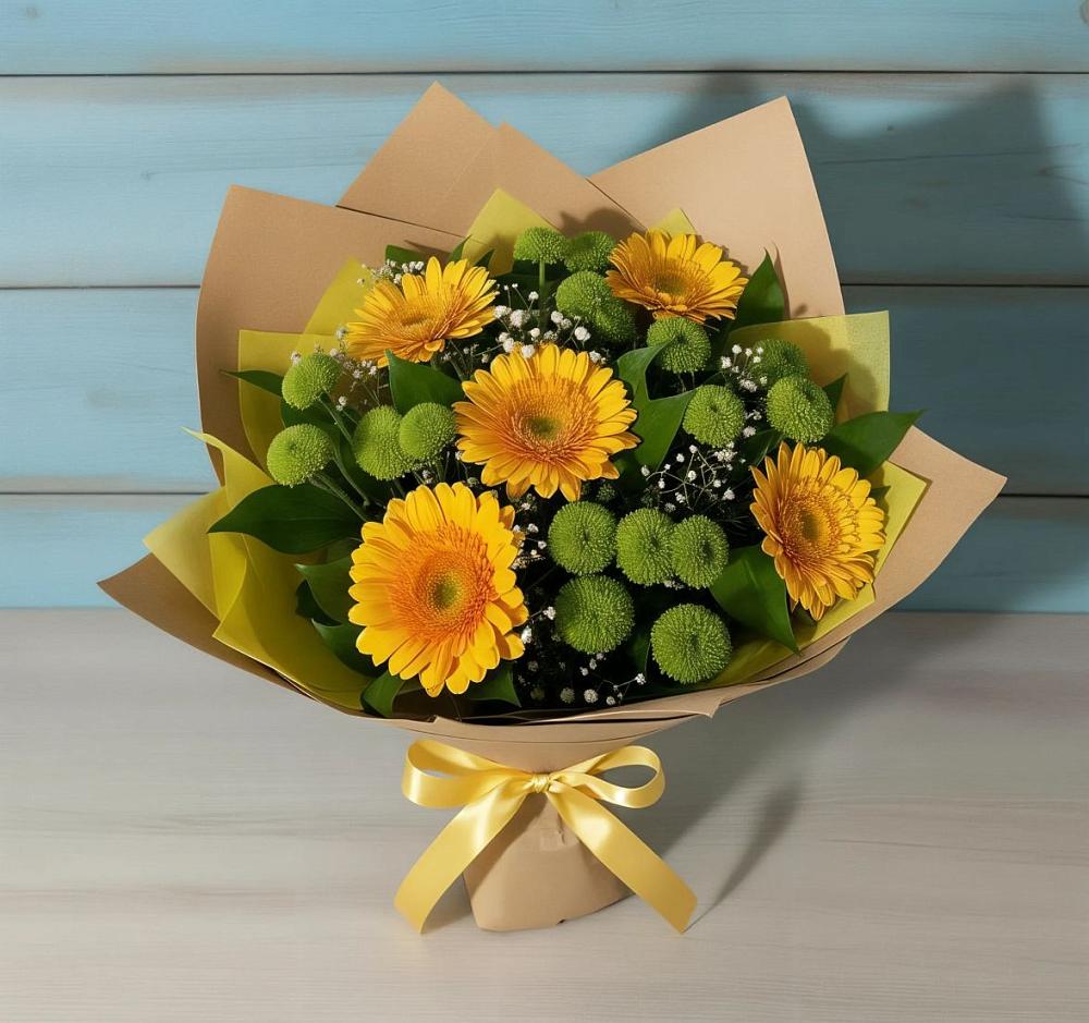 Букет цветов из: Герберы и Хризантемы в Томаровке