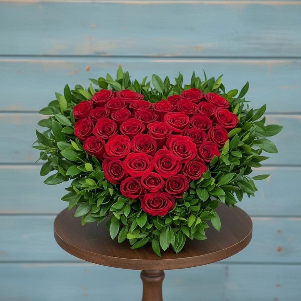 Цветочная композиция из Розы в виде сердца в Томаровке