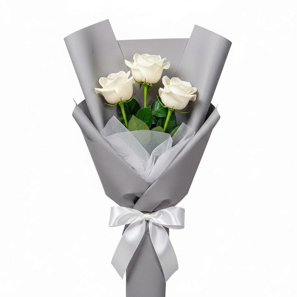 Букет 3 белые розы в Томаровке