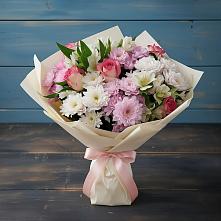 Букет цветов из:  Хризантемы, Альстромерии и Розы в Томаровке