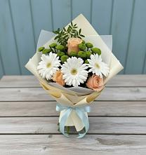 Букет цветов из:  Герберы, Розы и Хризантемы в Томаровке
