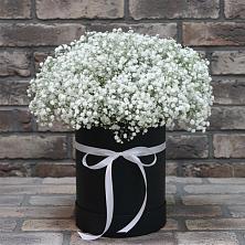 Цветочная композиция из Гипсофила в шляпной коробке в Томаровке